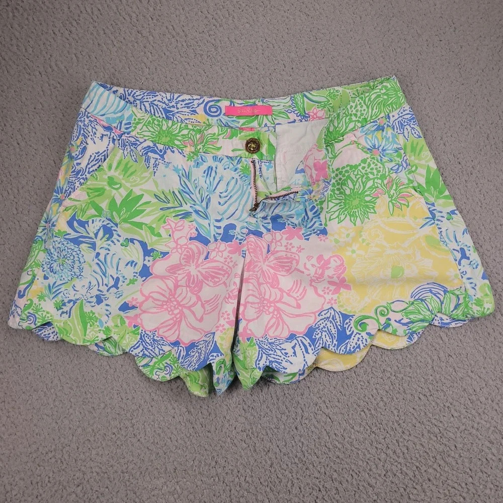 LILLY PULITZER Shorts Size 10 Buttercup Scallop Hem Lightweight 4